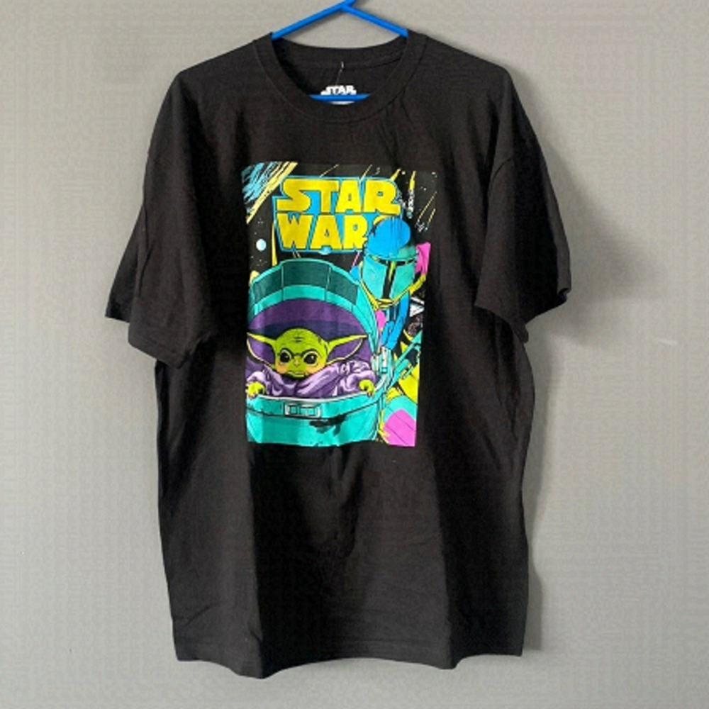 Star Wars Mandalorian Tee XL Baby Yoda Neon Graphic Y2K Style